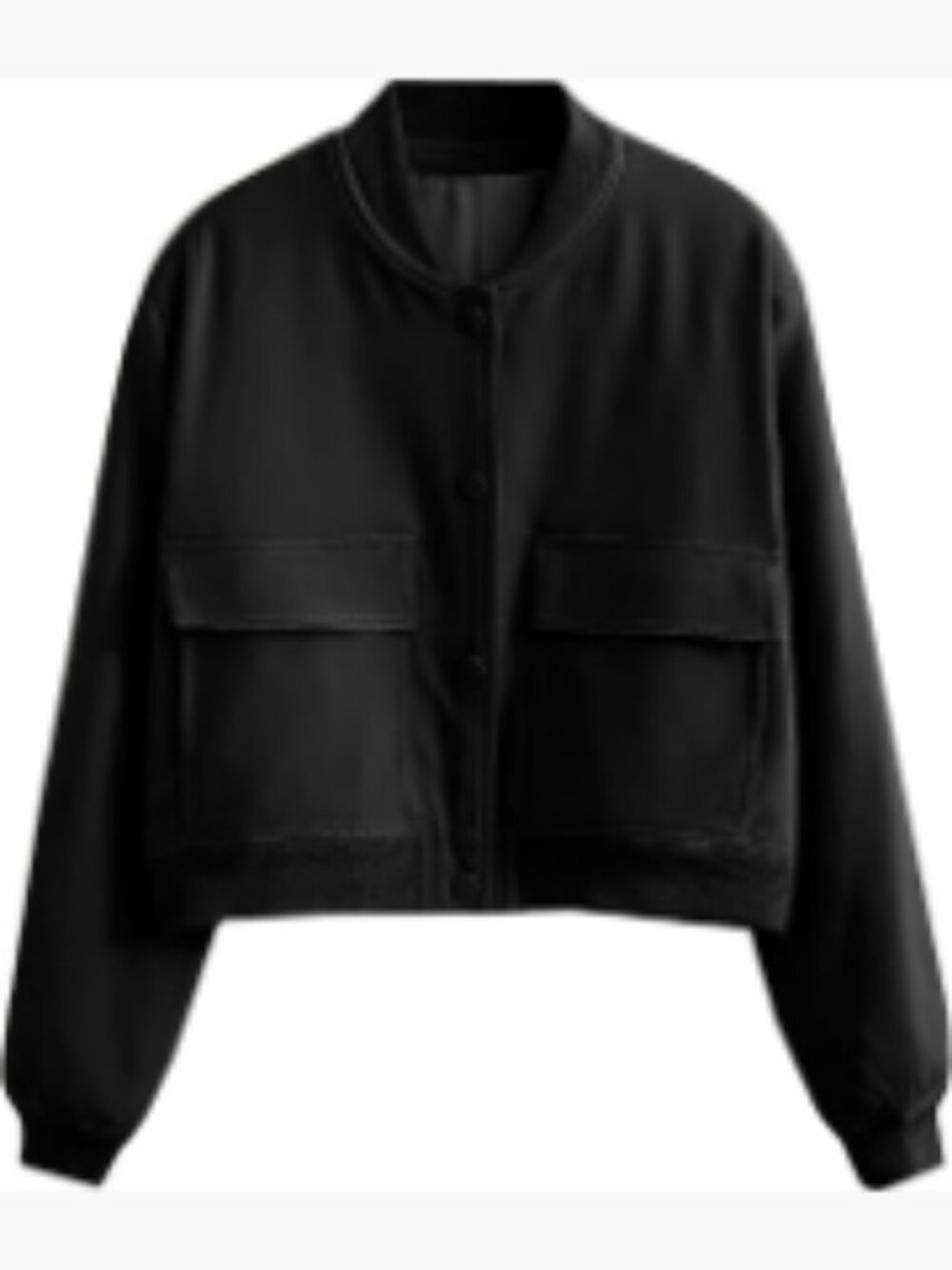 Button Down Bomber Jacket Drop Shoulder Short Cropped Coat